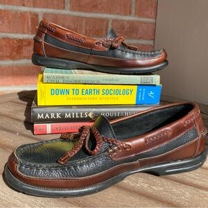 Sperry men’s size 8 brown black leather braided loafer boat shoes